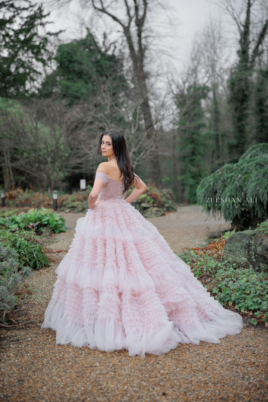 Pink Layered Soft Tulle Dress