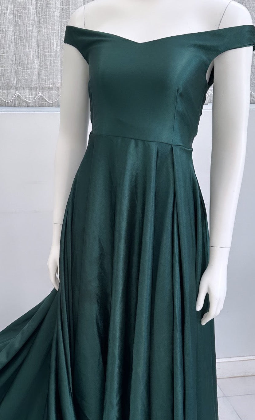 Emerald Green Off shoulder Flying Dress - Long Trail