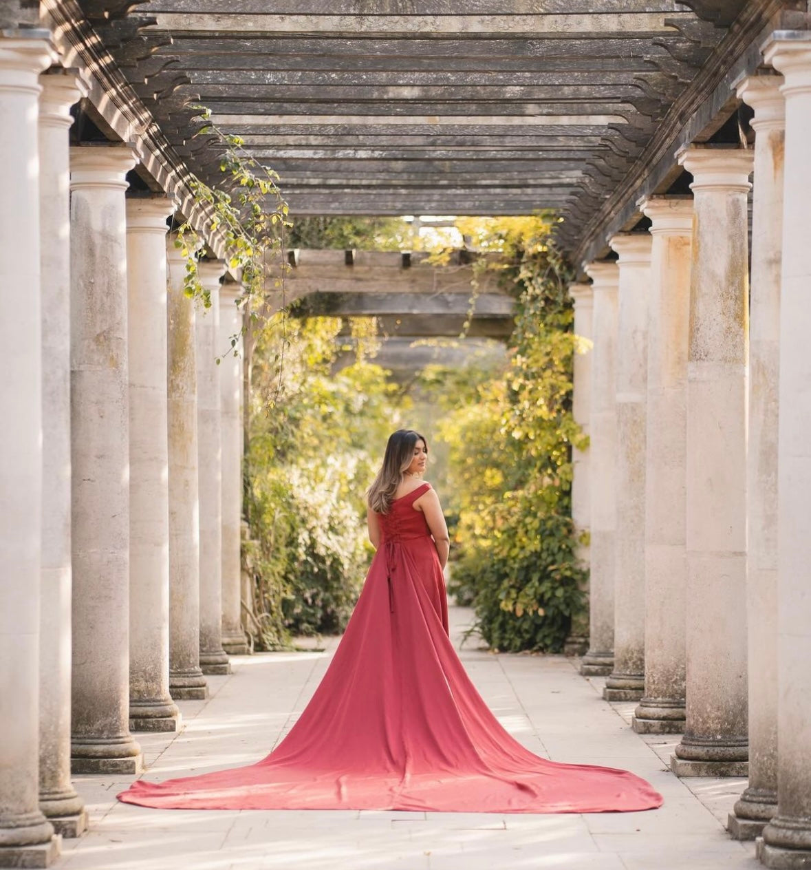 Deep Red Off shoulder Flying Dress - Medium Trail