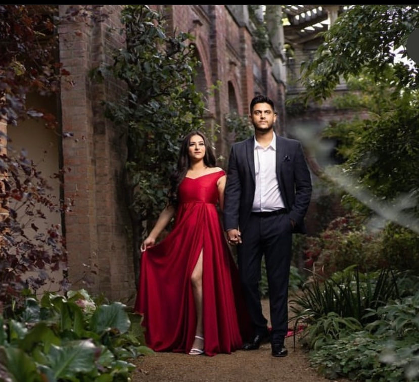 Deep Red Off shoulder Flying Dress - Medium Trail