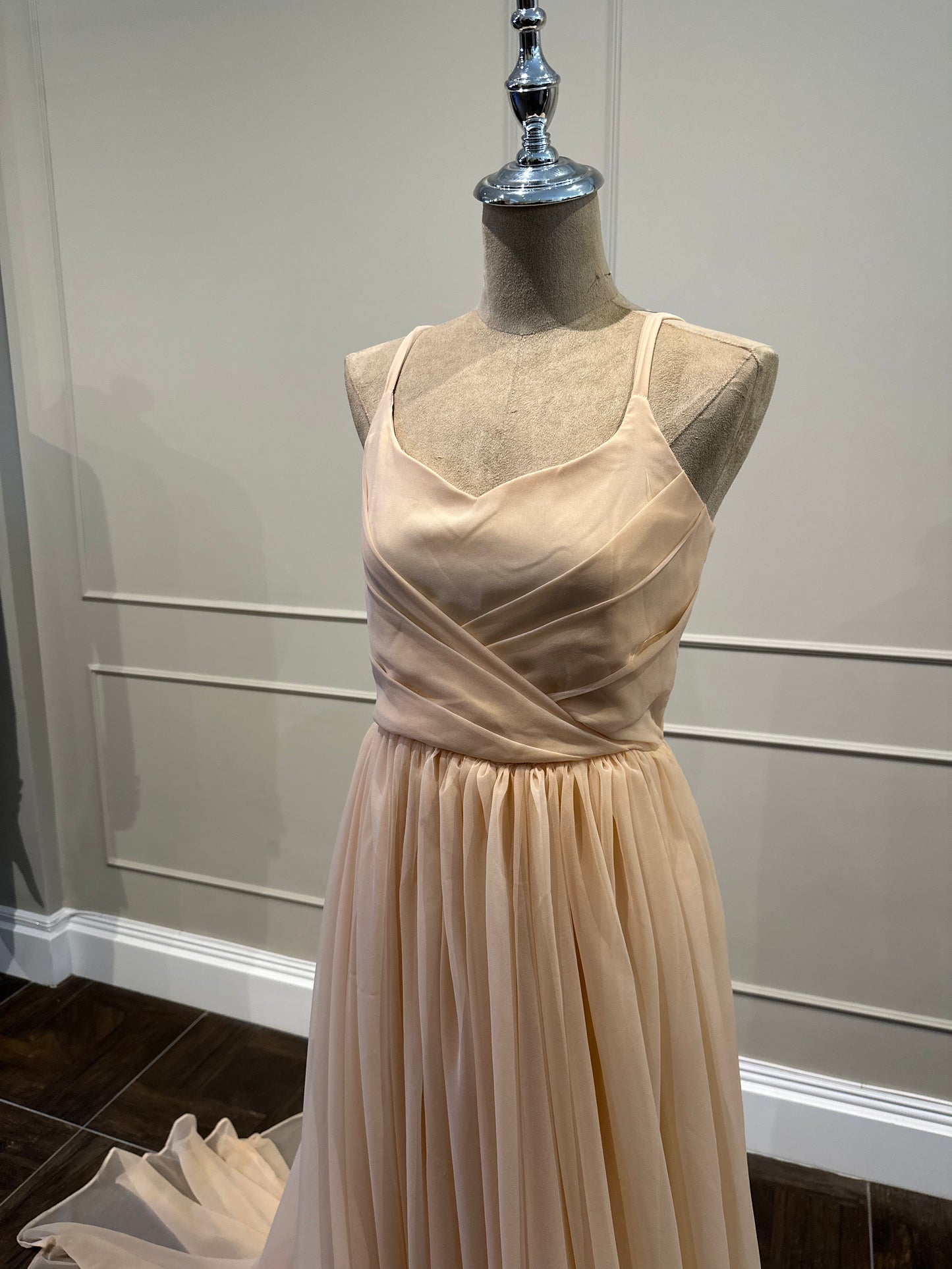Nude / Blush Pink Chiffon Dress - Small Trail