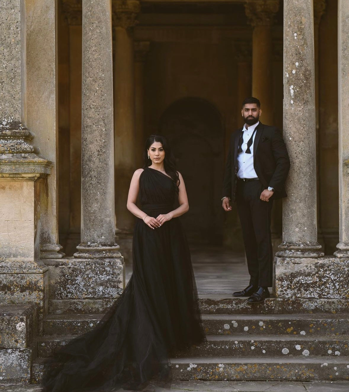 One Shoulder Black Tulle Dress