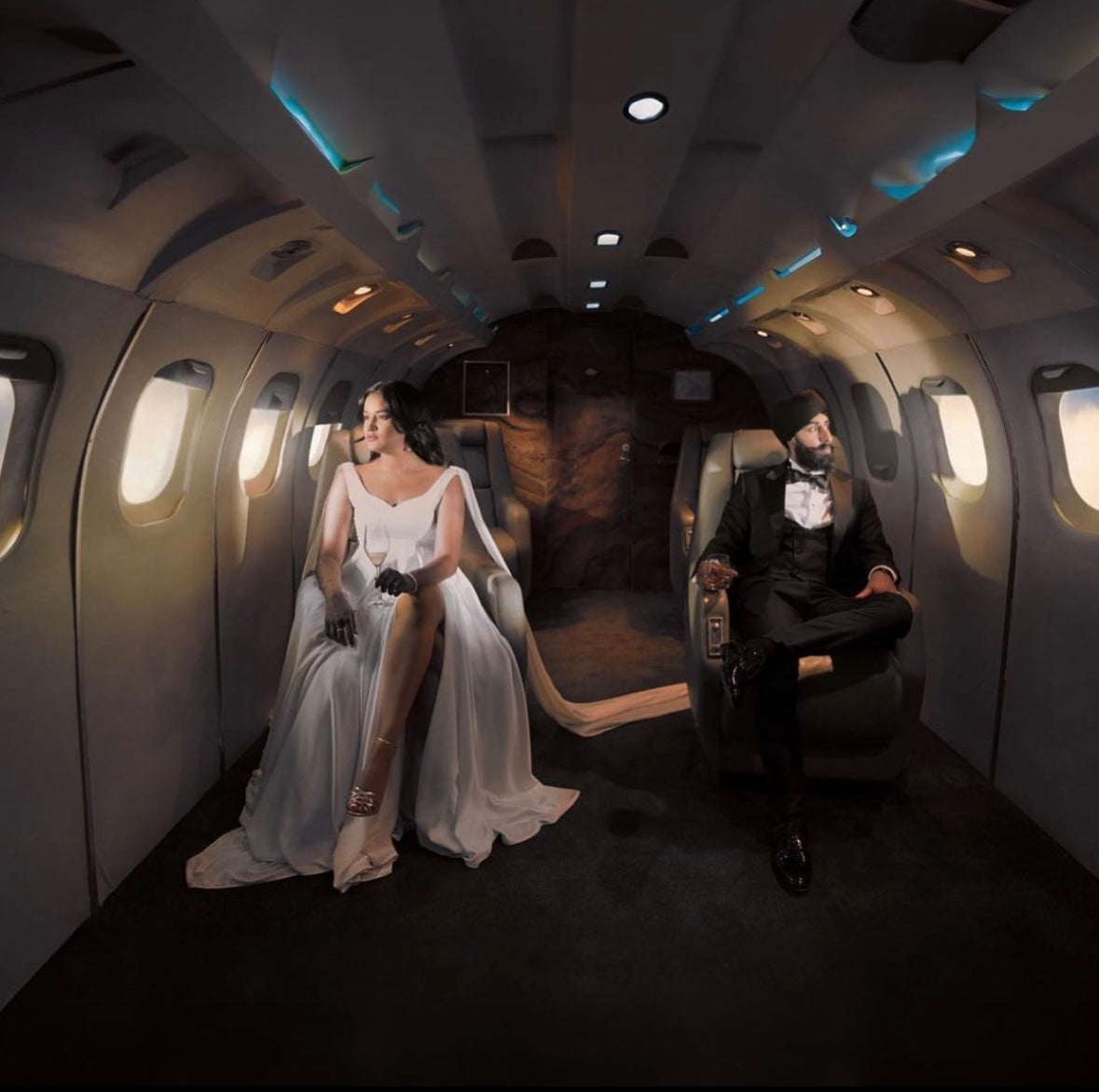 White Flying Dress with Detachable Shoulder Drapes - Medium Trail