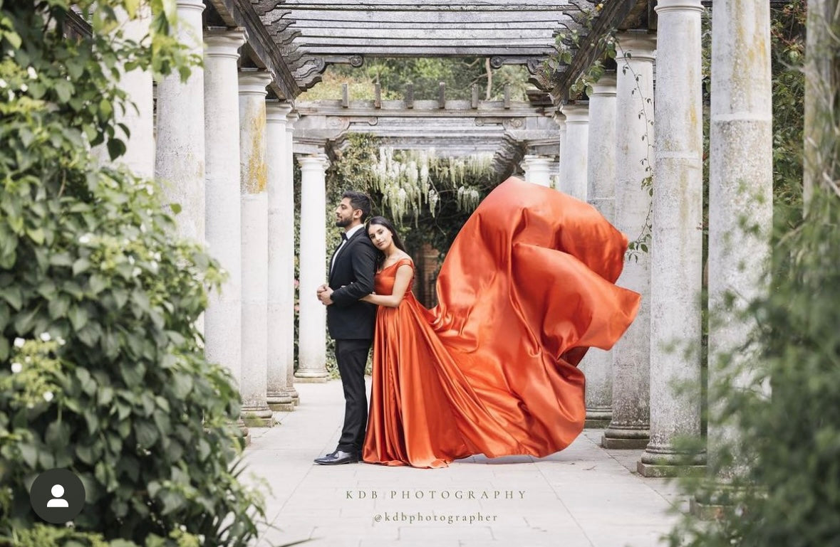 Burnt Orange Off shoulder Flying Dress - Long Trail