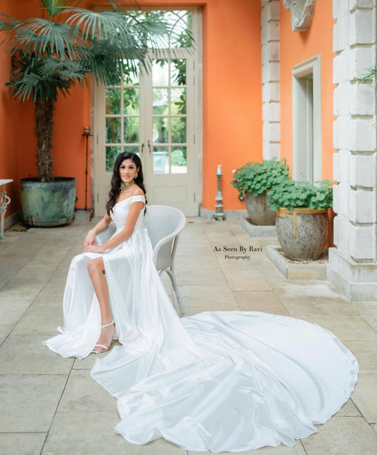 White shoulder Flying Dress - Medium Trail