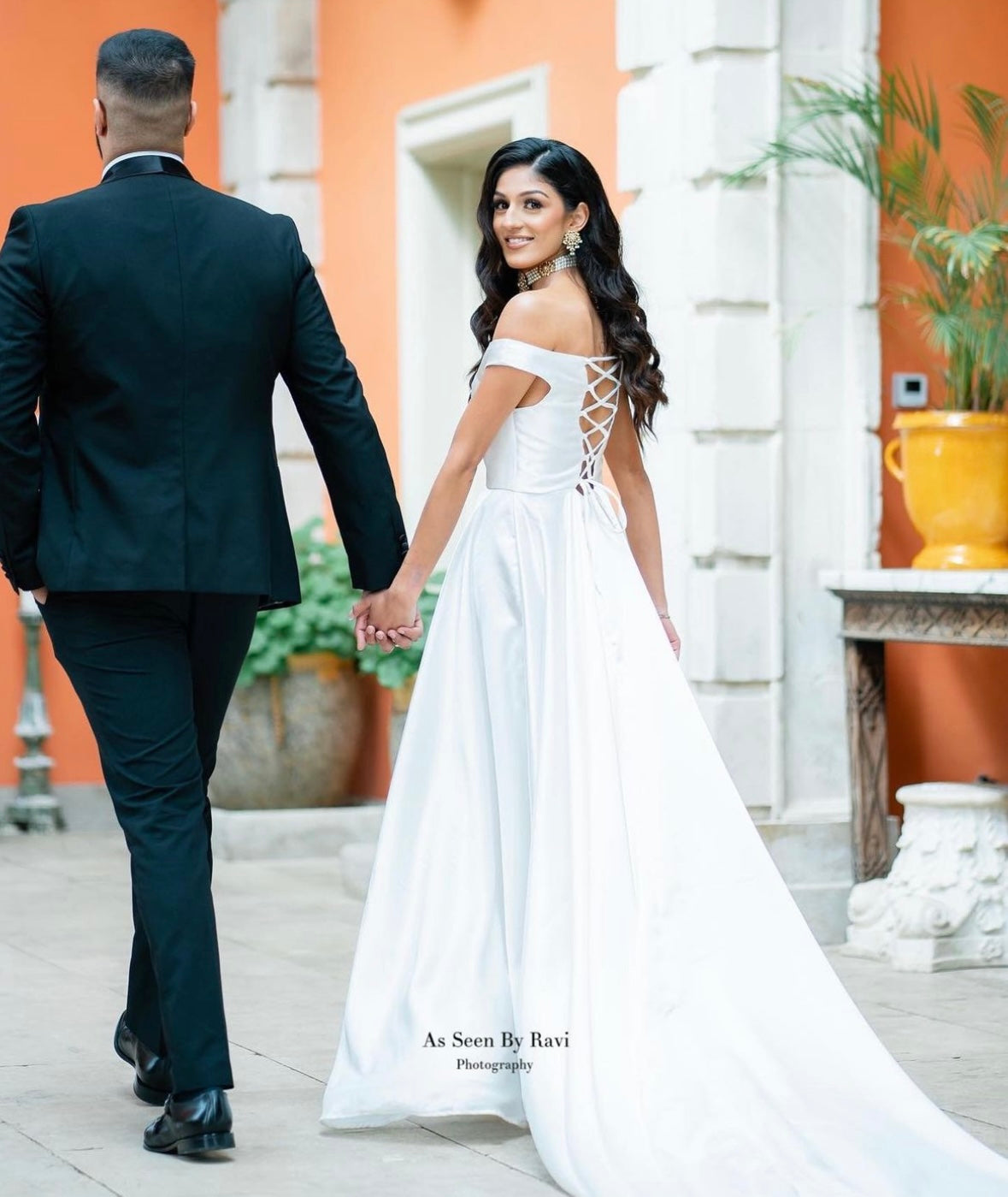 White shoulder Flying Dress - Medium Trail