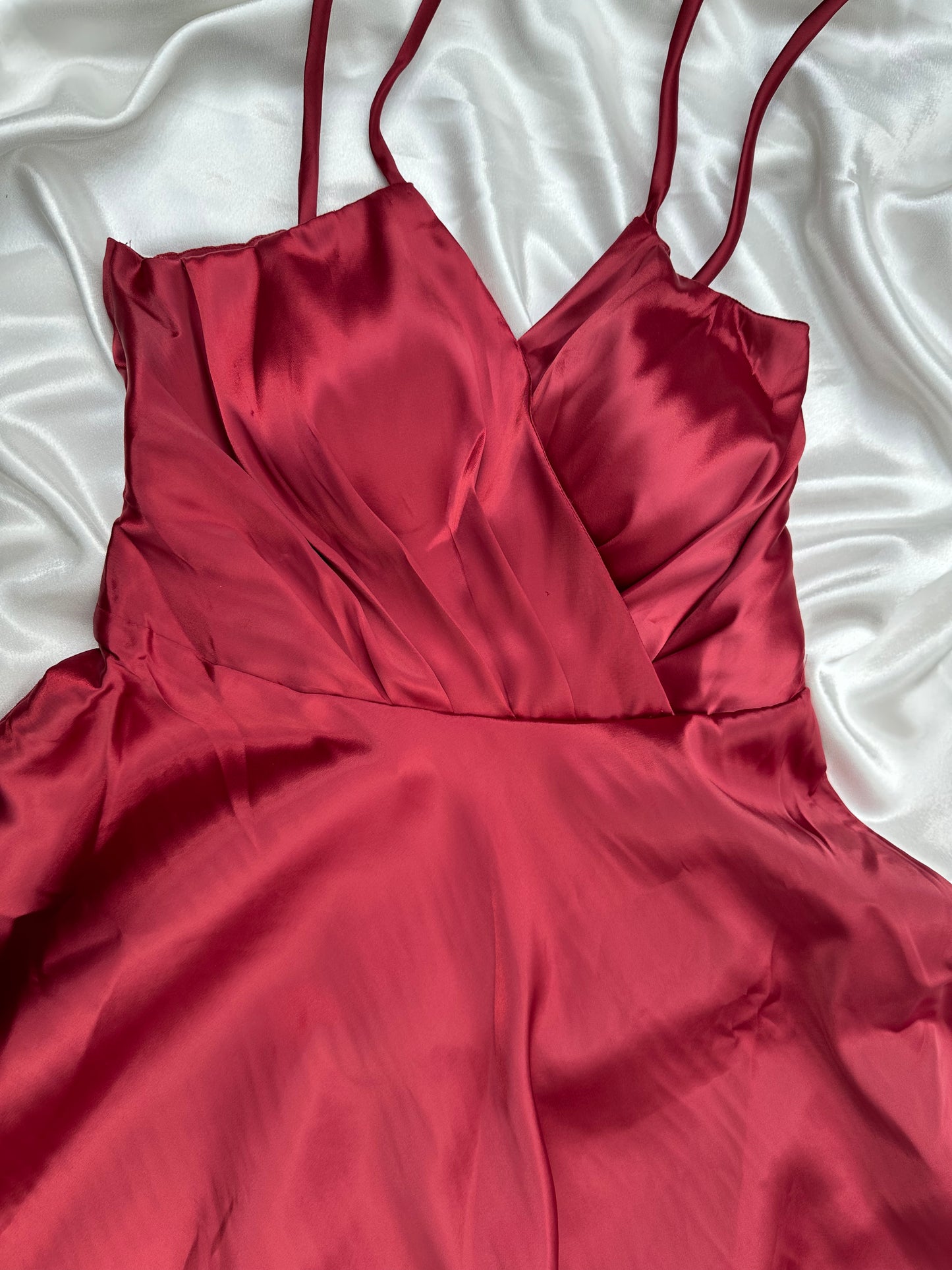 Maroon Satin Dress