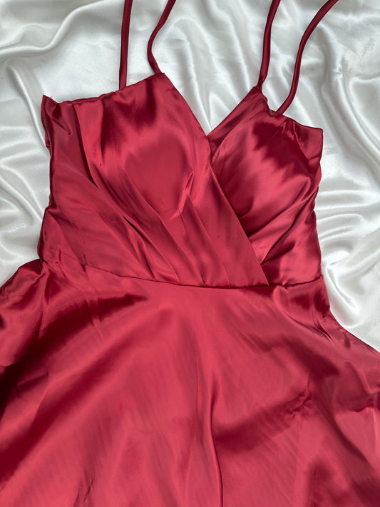 Maroon Satin Dress