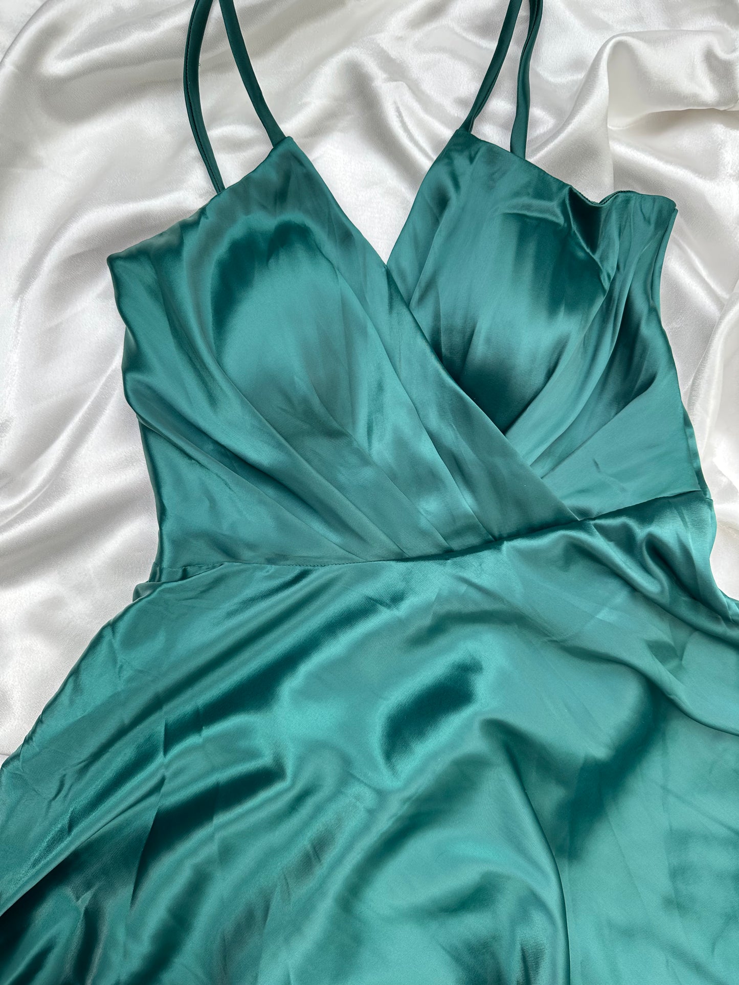 Emerald Green Satin Dress