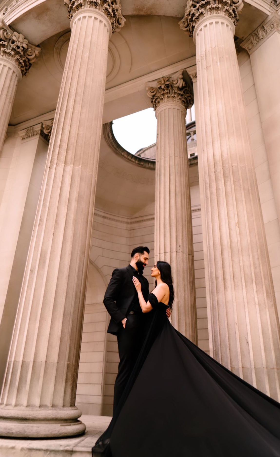 Black Off Shoulder Flying Dress with Shoulder Drapes - Medium Trail