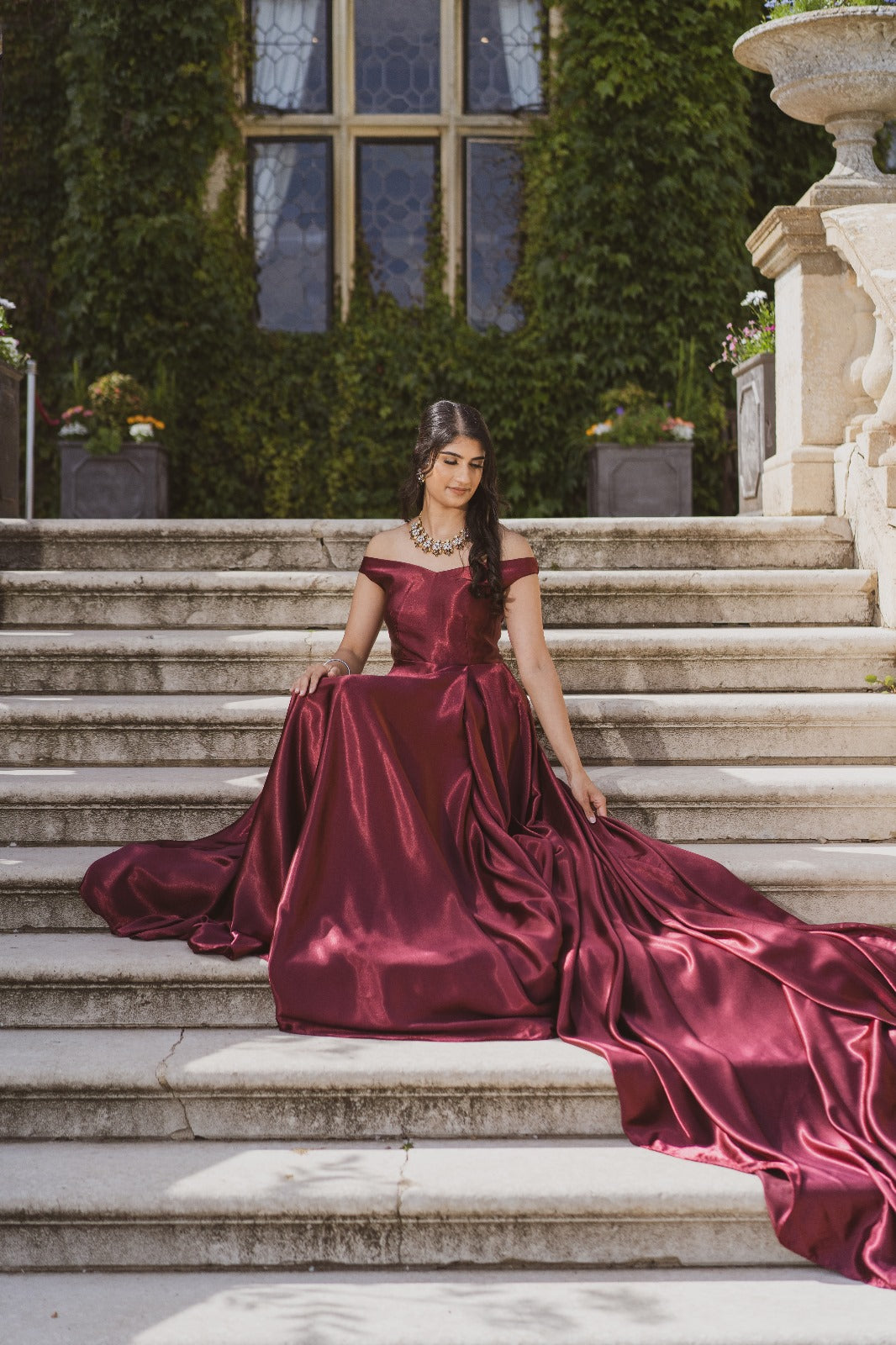 Maroon Off shoulder Flying Dress - Long Trail
