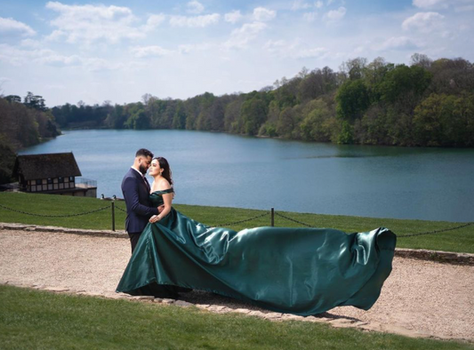 Emerald Green Off shoulder Flying Dress - Long Trail