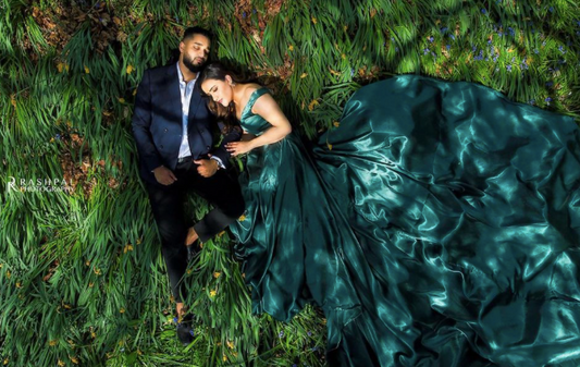 Emerald Green Off shoulder Flying Dress - Long Trail