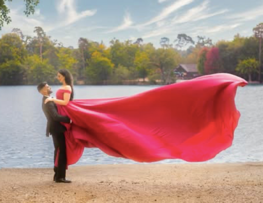 Fuchsia Pink Off shoulder Flying Dress - Long Trail