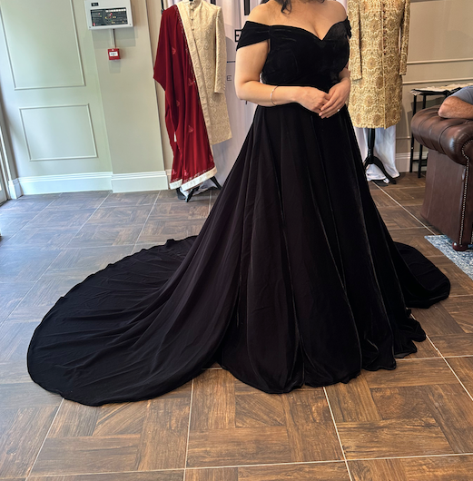 Black Velvet Off Shoulder Gown