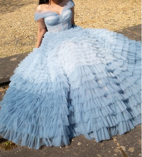 Blue Layered Soft Tulle Dress