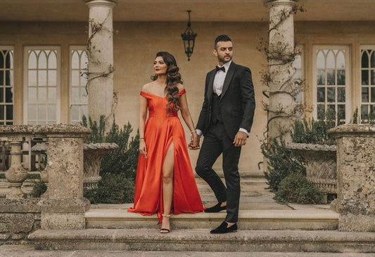 Red off shoulder Flying Dress - Medium Trail