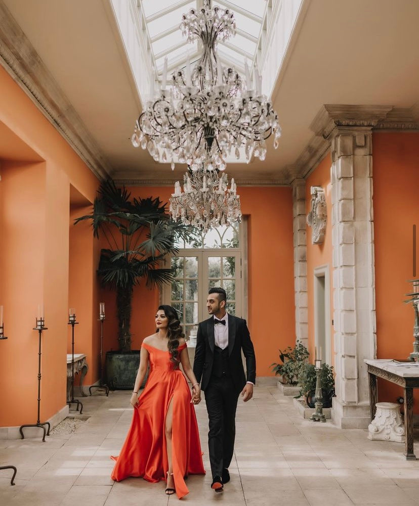 Red off shoulder Flying Dress - Medium Trail