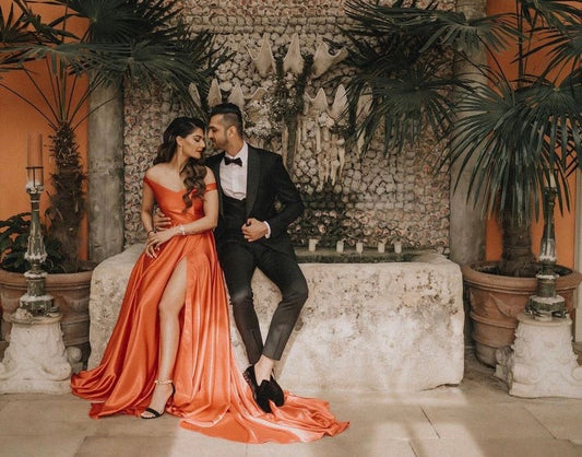 Red off shoulder Flying Dress - Medium Trail