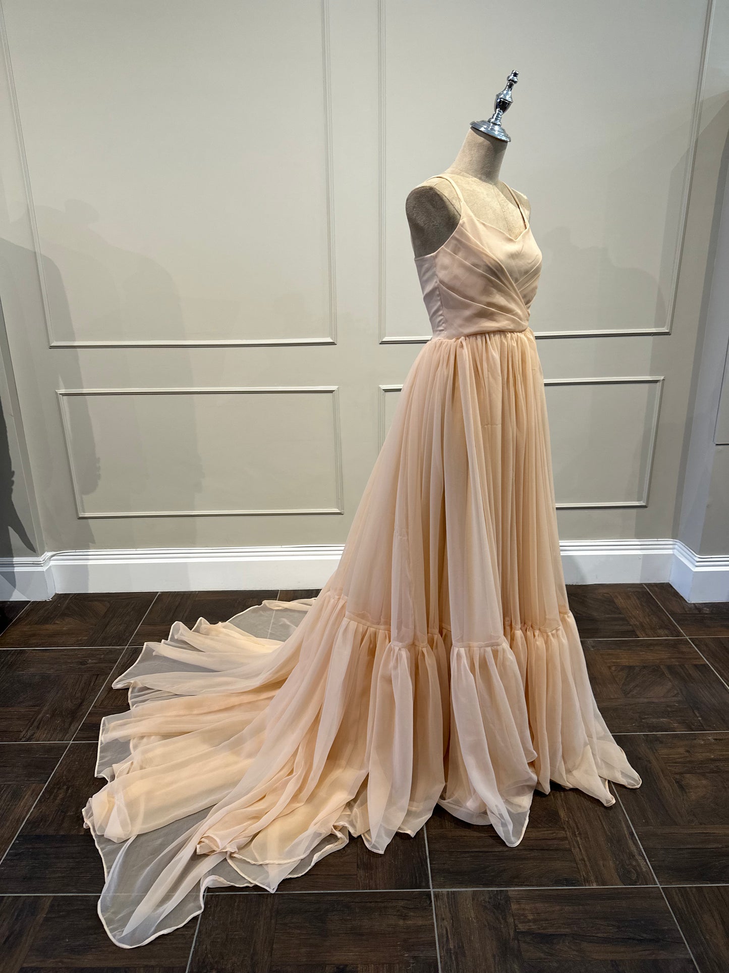 Nude / Blush Pink Chiffon Dress - Small Trail