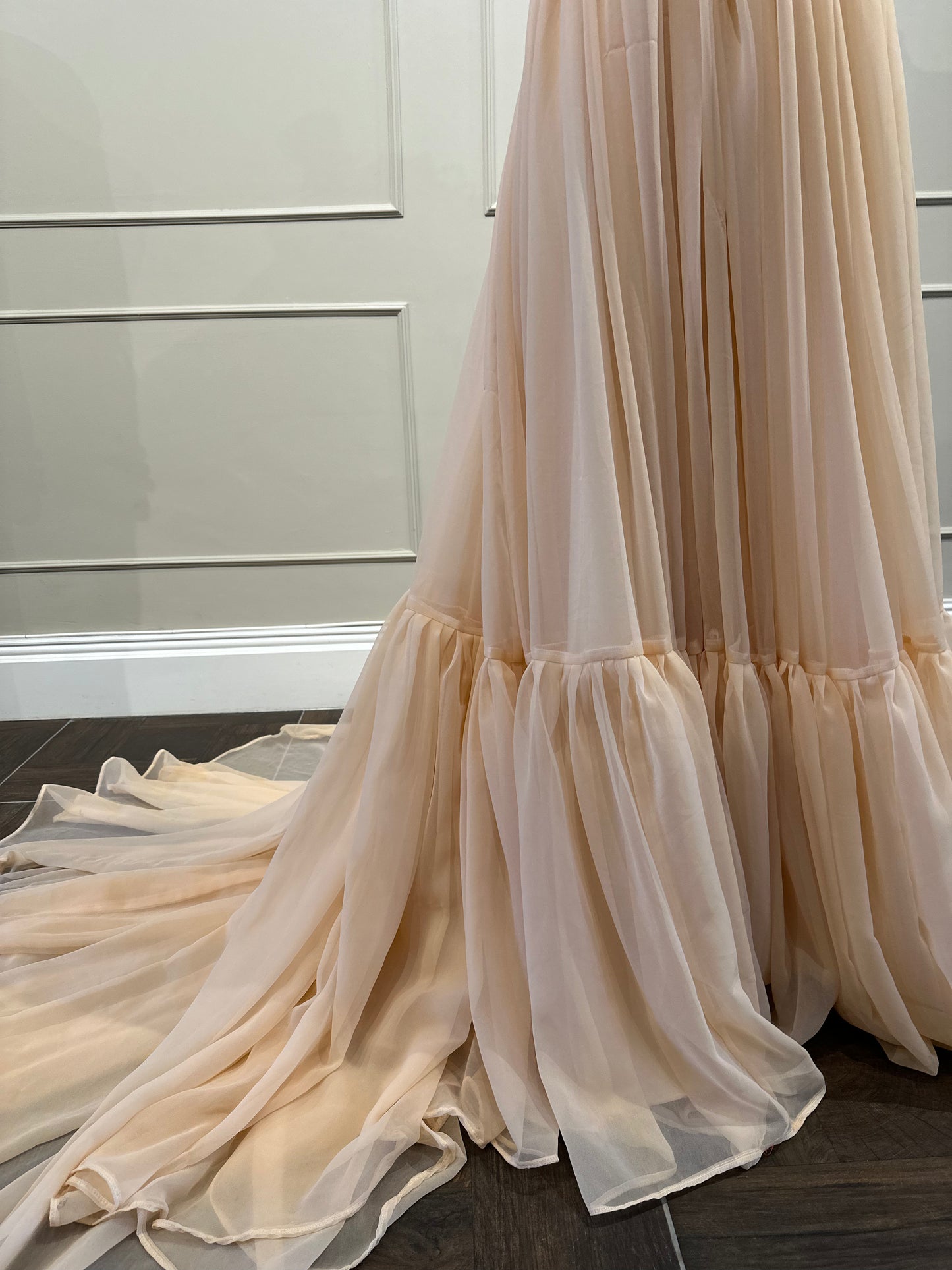 Nude / Blush Pink Chiffon Dress - Small Trail