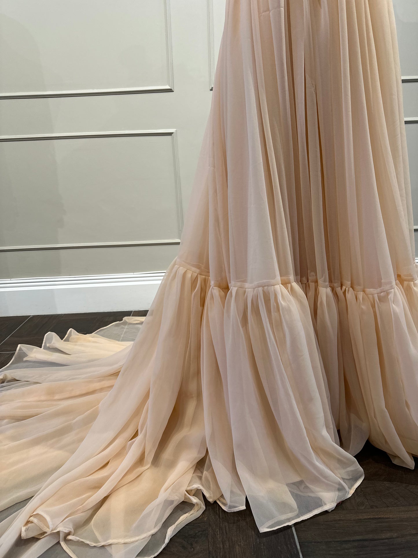 Nude / Blush Pink Chiffon Dress - Small Trail