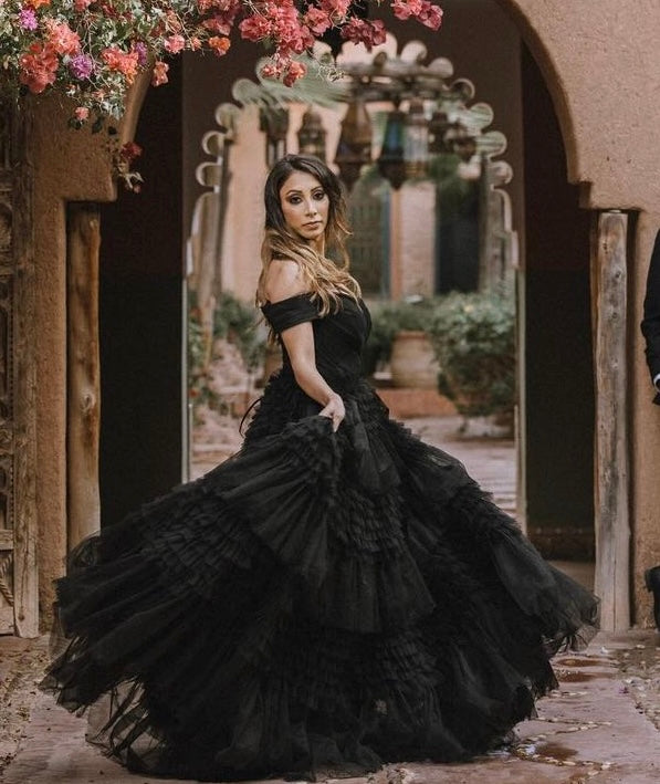 Black Layered Soft Tulle Dress