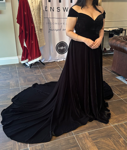 Black Velvet Off Shoulder Gown
