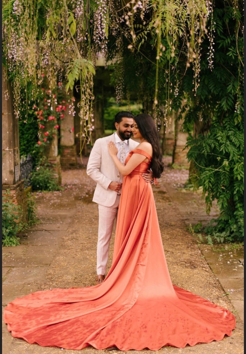 Off the shoulder shop burnt orange dress