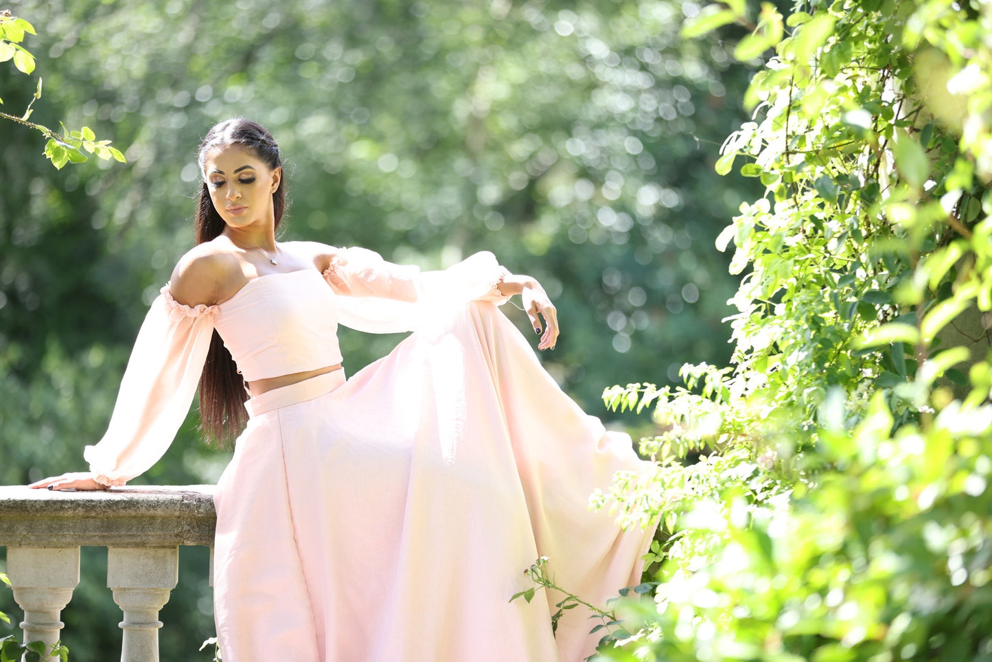 Pink Puff Sleeve Co ord Set - Medium Trail